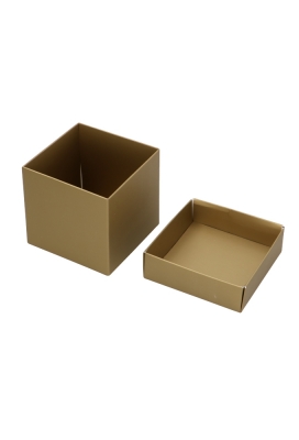 Kubus Kadodoosjes & Deksel Mat Goud KrabBon 9x9x8.5cm 375gr 25stuks