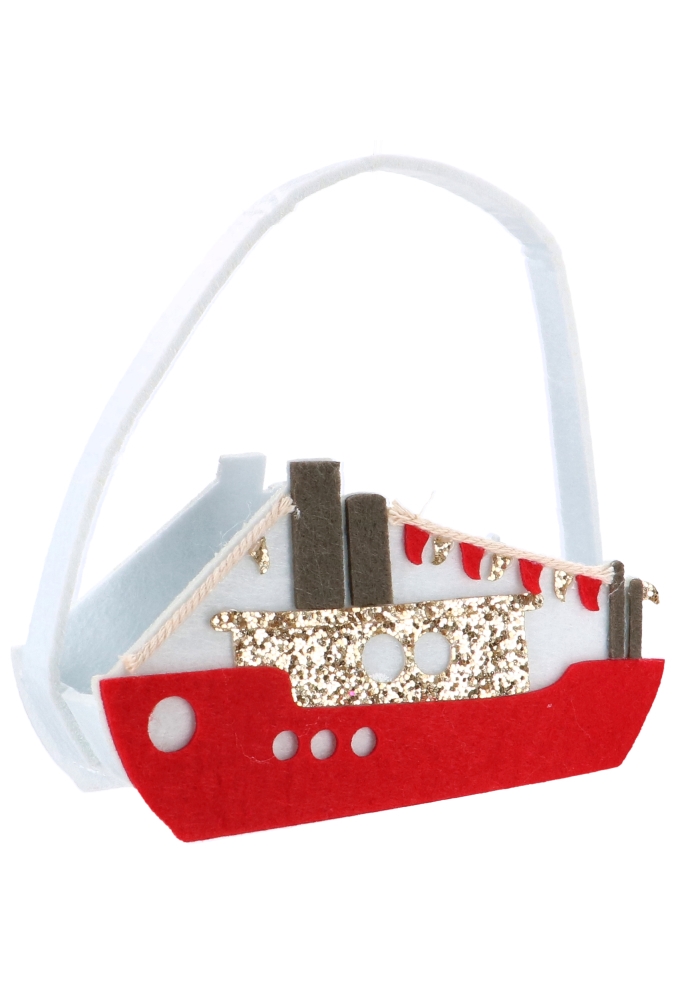 Geschenktasje Vilt Sinterklaas Stoomboot Met Hengsel 14x6x15cm 1stuks