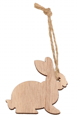 Houten Deco Easter Bunny Naturel & Koordje 5 x 5cm 24stuks