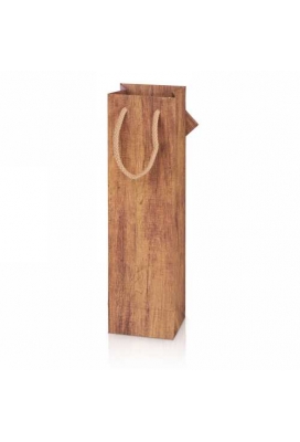 Wijntasjes Met Venster 1fles Timber 10x8.5x36cm.20stuks