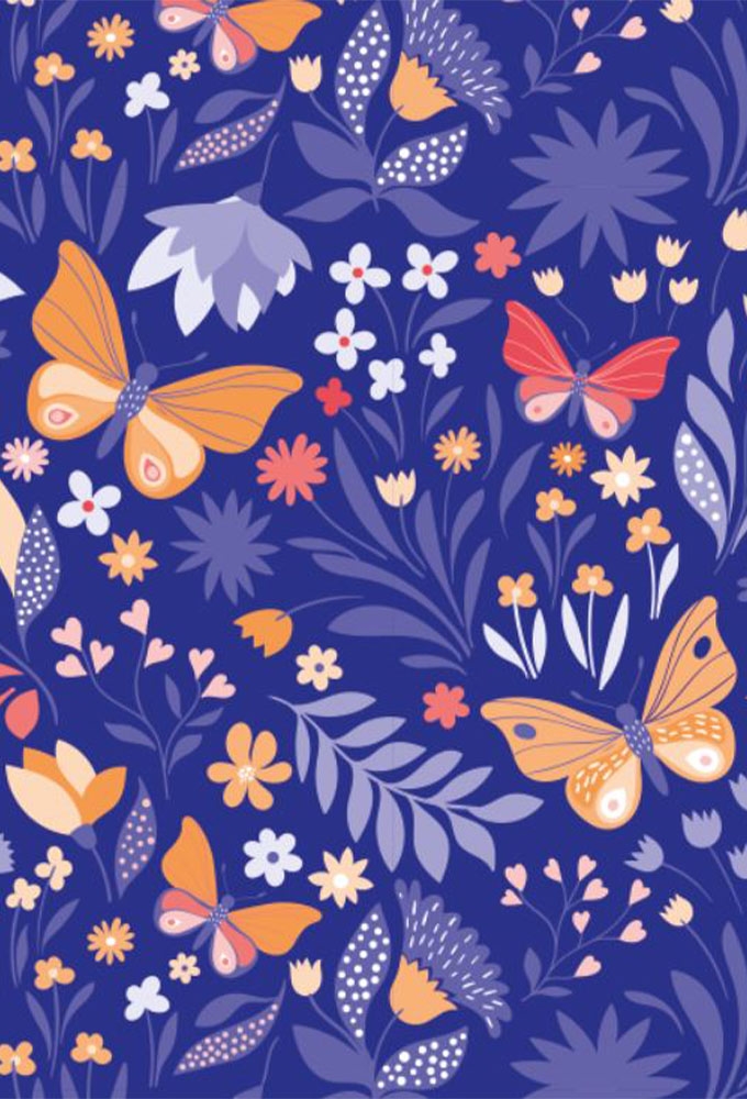 Geschenkpapier Coated Butterfly blue 70cm x 200meter