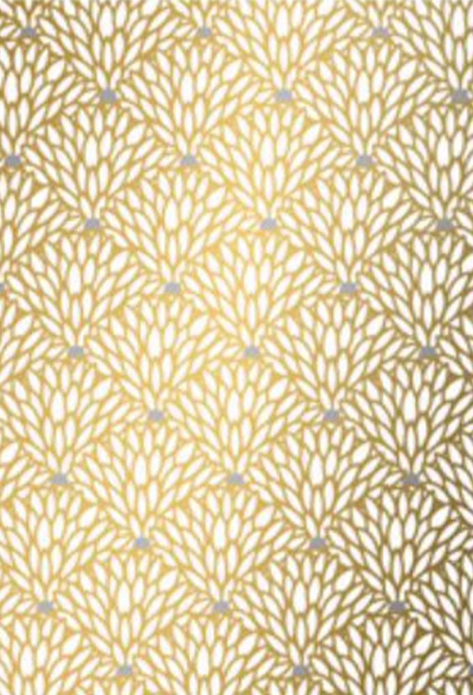 Geschenkpapier Coated Golden flower grey dot 70cm x 200meter