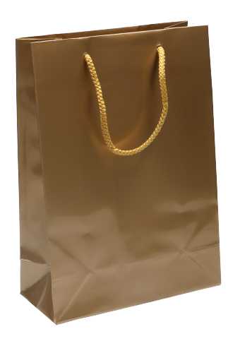 Kadotasjes Rome Uni Goud Glanzend Met Koord 22x10x31cm 10stuks
