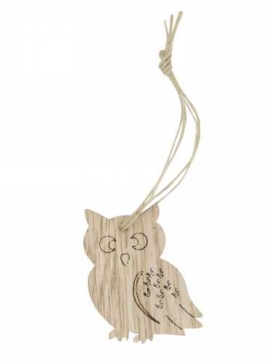 Houten Decoratie Uil Met Koord 5x4cm 24stuks