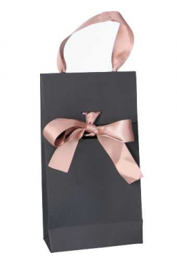 Kadotasjes Pisa Black & Oud Roze Met Satijnlint 10x6x22cm 25stuks