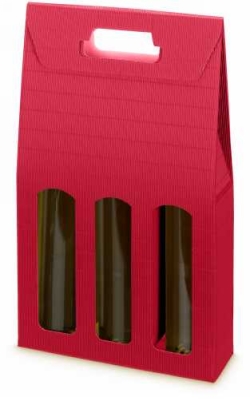 Wijndoos Modern Rood 38x26.5x9cm 3 fles 50stuks