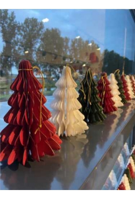 AKTIE Decoratie Hanger Papier Glitter Xmas Tree Red 15cm Hoogte