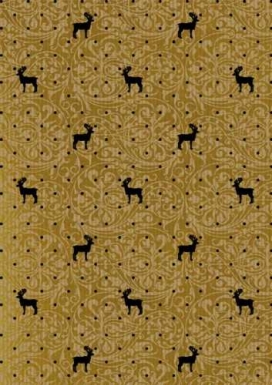 Kerstpapier Bruin Kraft Du Monde Reindeer Goud Zwart 70cm x 250meter