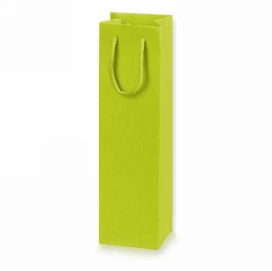 Wijntasje Linnentextuur Lime Groen 1 Fles 10x8.5x36cm 20stuks