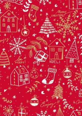 Kerstpapier Bruin Holidays Rood kraft 30cm x 250meter